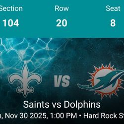 Saints Vs Dolphins 2 Seats