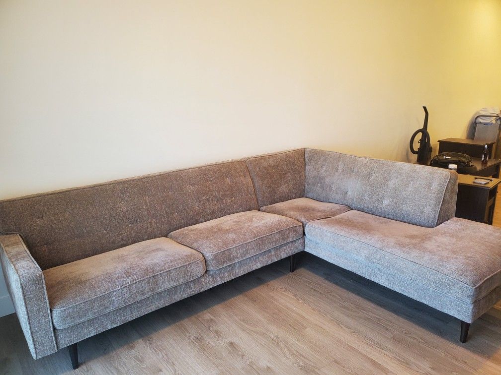 Brown 2-Piece Chaise Sectional – Great Condition! $400