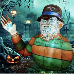 5 FT Halloween Inflatables Scary Zombie Outdoor Decorations Blow Up Yard Horror Man with Built-in LE