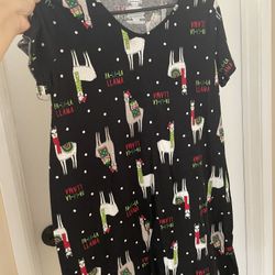 Brand New Without Tags Christmas Llama Shirt Sleeve Dress Size S/M