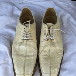 Belvedere "Marco" Ivory All-Over Genuine Ostrich shoes MENS Size 10.5