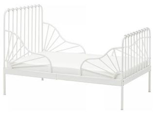 Two Ext bed frame with slatted bed base both in white