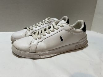 Polo Ralph Lauren Men's Heritage Court II Leather Sneaker White Brown US 9.5