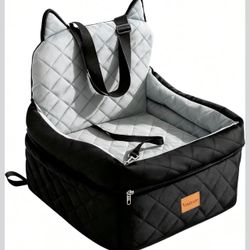 Dog Car Seat for Small/Medium Dogs Up to 35lbs,Elevated Cushion Fits in Front/Back Seat,Travel Safety Per Car Bed with Washable Removable Cover, Stora