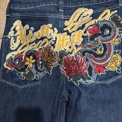 Baggy denim jeans w design