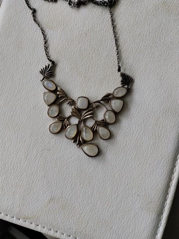 Real Silver And Moonstone Necklace