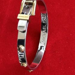 Michael Kors Astor Stud Buckle Bangle Gold & Silver MK J1892931 Authentic.