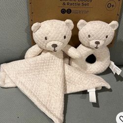 Dream Gro buddy blankie e rattle quilted elephant 2 pieces set.9x12 in