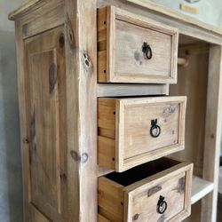 Primitive Knotty Pine  Wardrobe With Nightstand
