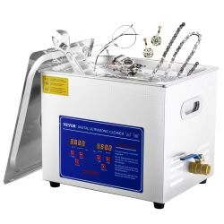 111*10L Professional Sonic Cleaning, Stainless Steel Industrial Machine with Digital Timer & Heater, Ideal for Jewelry, Dentures, Instruments, and Ind