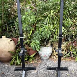 ADJUSTABLE   PORTABLE  SQUAT  RACK 
   :  Also Available are  • RUBBER  &  STEEL DUMBBELLS  • BARBELL  BARS • PLATES BENCH PRESS BENCHES  • WALL BALLS