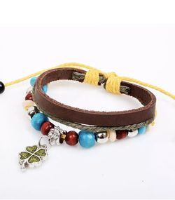 Clover leather bracelet
