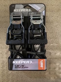 Keeper Extreme Webbing Tie Down Ratchet Strap 16 ft. x 1.25 in. 1,000 lbs. with Safety Clip (2- Pack)