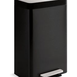 KOHLER 20940-BST 13 Gallon Stainless Steel Step Trash Can, Kitchen Trash Can with Soft-Close Foot Pe