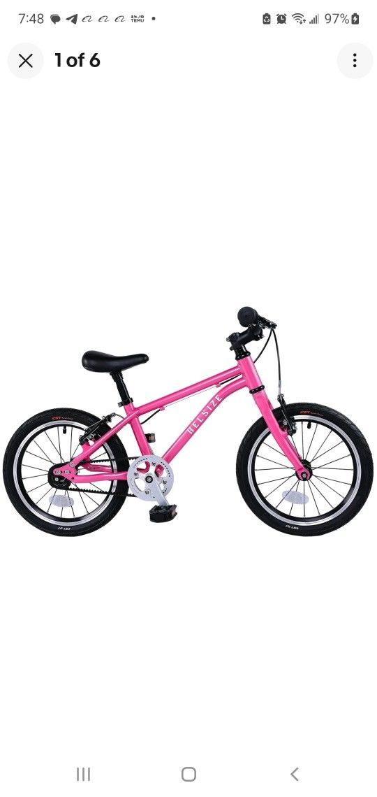 A11N SPORTS BELSIZE 16-Inch Belt-Drive Kid's Bike, Lightweight Aluminium Allo...