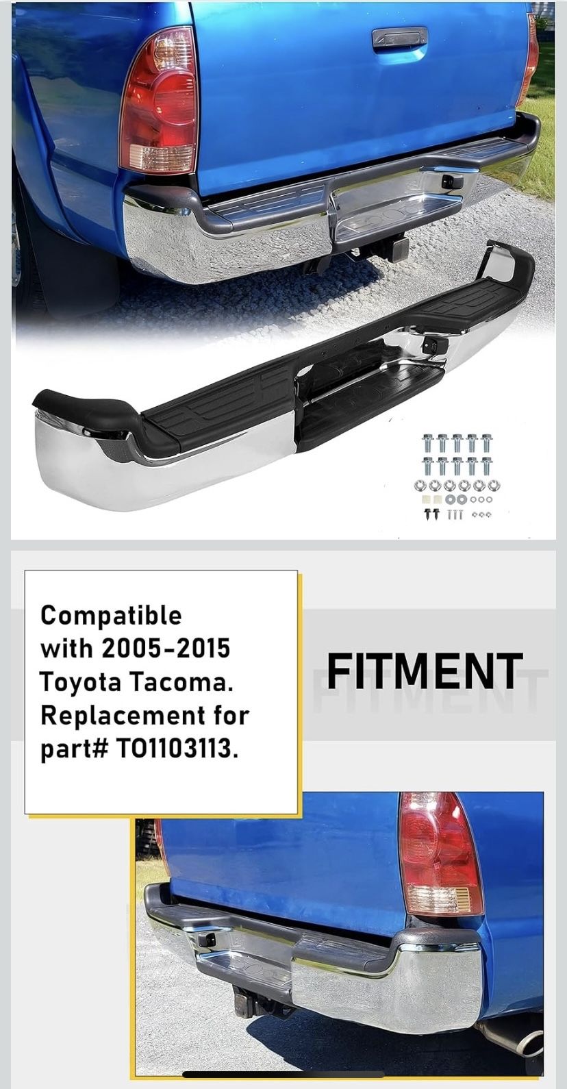 Rear Bumper Compatible With 2005-2015 Toyota Tacoma Bumper Assembly