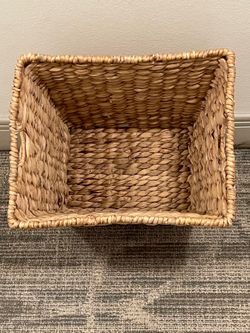 Woven Natural REED BASKET (14" x 15" x 12") w/Handles - firm posted price.