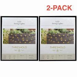 Threshold 100ct LED Indoor/Outdoor String Lights Warm White 20 FT 7 1/2 IN., 2-PACK