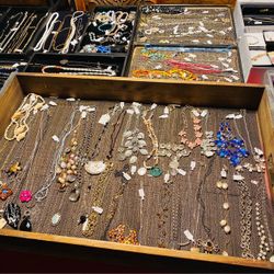 Vintage Jewelry Lot 100+ Pcs Boho Fashion Statement Designer Costume Signed Sterling  & More