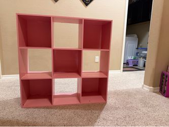 Pink 9 cube bookshelf / storage