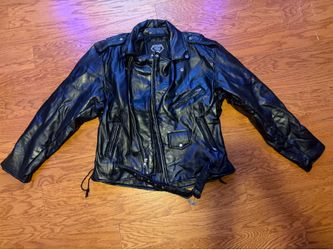 Diamond Plate Buffalo Leather Motorcycle Jacket XL Black