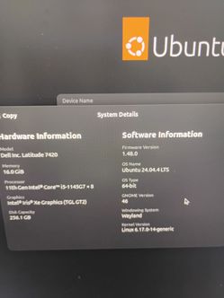 Dell-latitude 11th gen core I5-1145G7x8
16GB Ram
256GB mvme