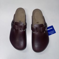 Birkenstock New with Box Boston Vintage Wood Roast Leather Narrow 10.5