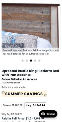 Uprooted Rustic King Platform Bed with Iron Accents