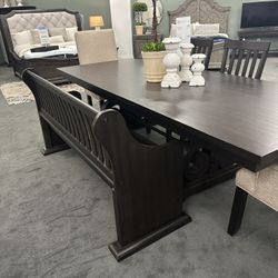 Large Dining Table With Pew Bench.