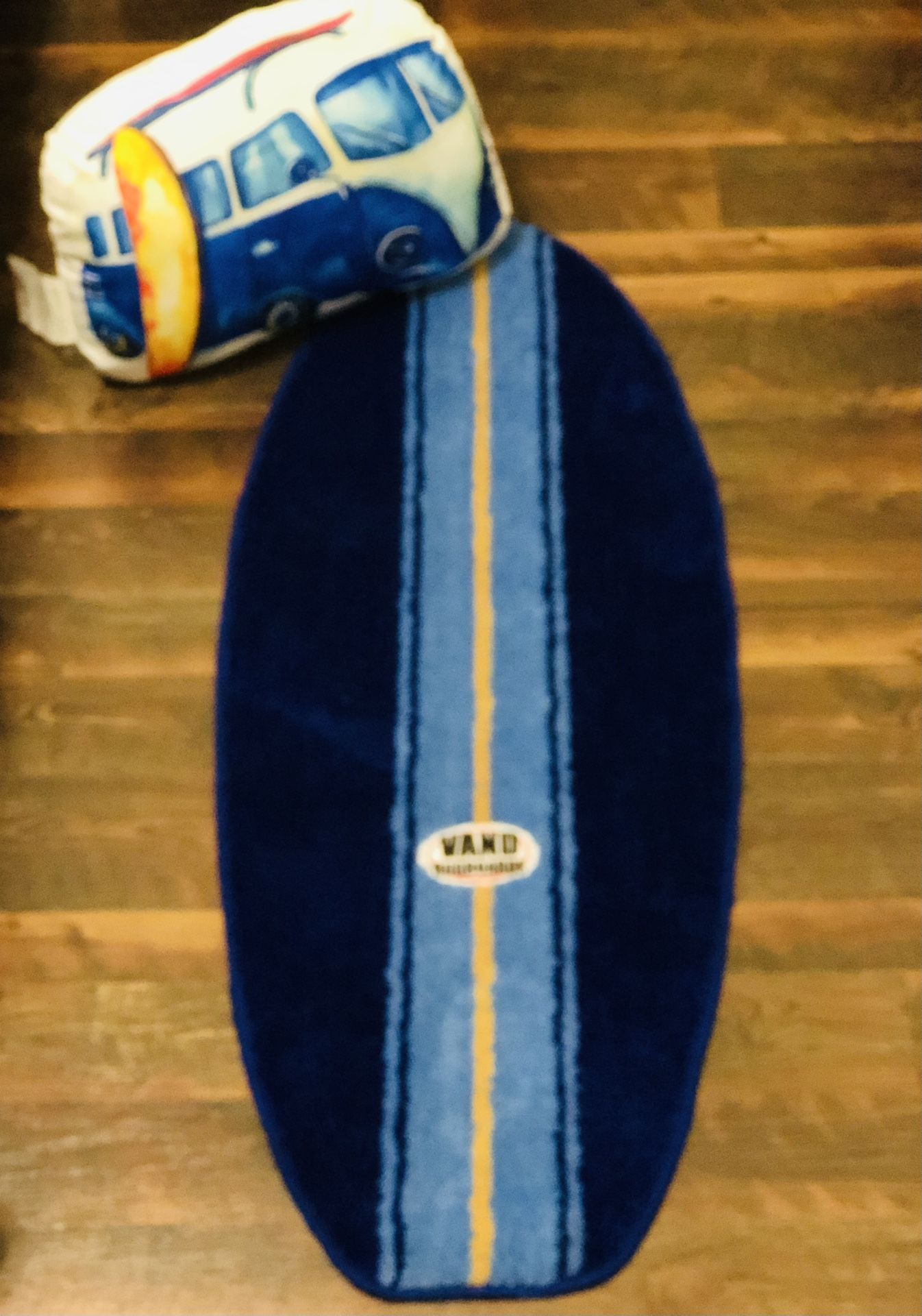 Vand Rugboards Island Blues Rug Mat and Throw Pillow NEW