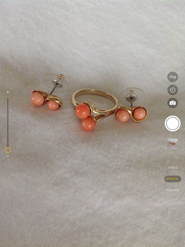 Coral ring and matching ear rings