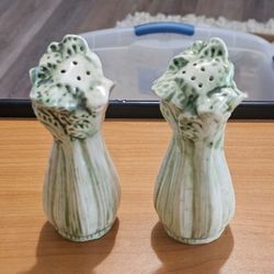 vintage ceramic celery stalk salt and pepper shakers