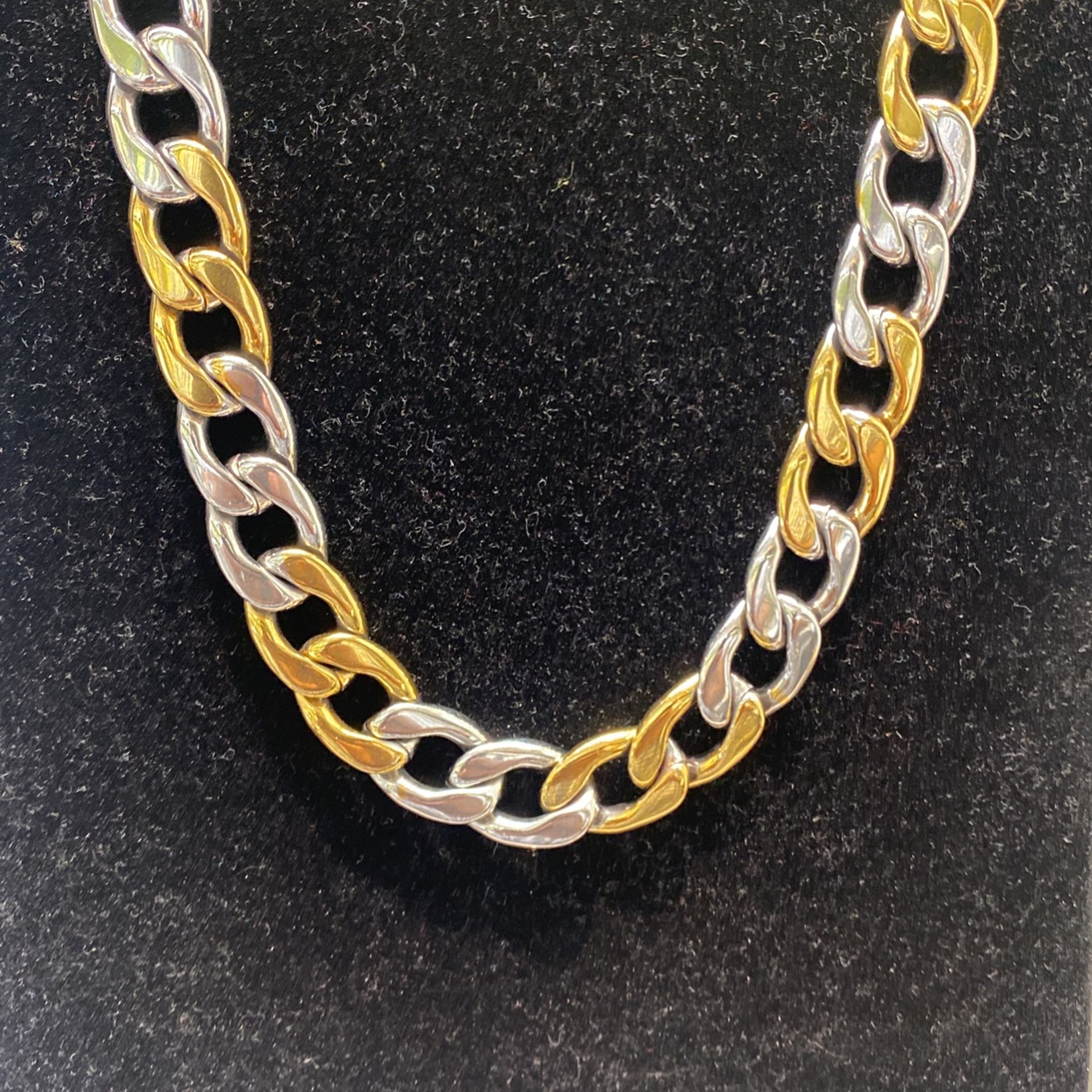 Two Tone Stainless Steel Cuban Chain