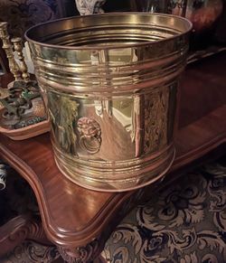 Vintage brass lion planter