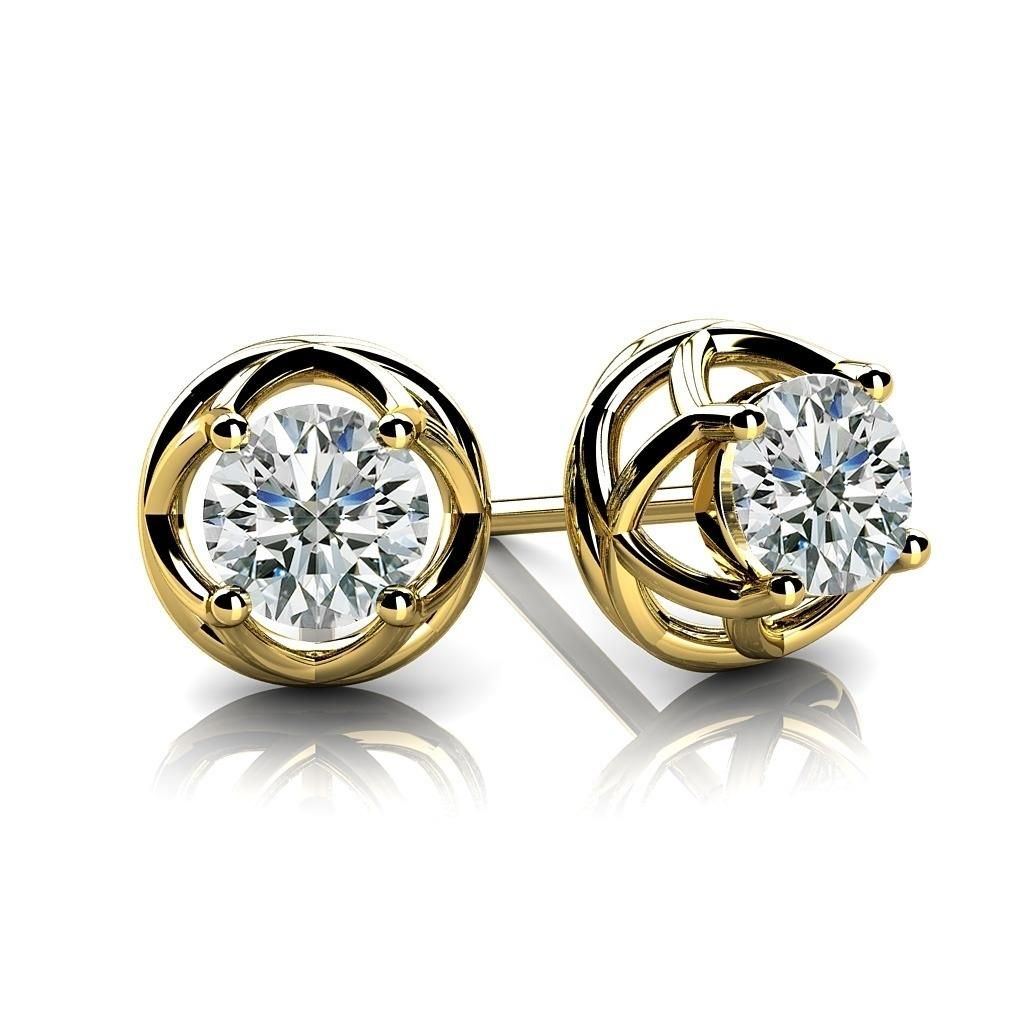 Round Cut Natural Diamond Stud Earrings In 10k Yellow Gold (0.7 Carat ,H-I SI2)