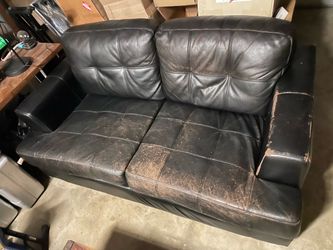 Free Black Leather Loveseat / Sofa - Must Pick Up
