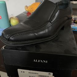 Alfani Black Ascher Blk Slip On Leather Loafer Oxford Casual Shoes