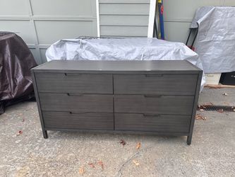 6-Drawer Dark Gray Wood Dresser