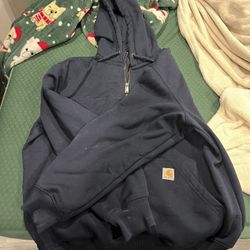 Carhartt 1/4 Zip Hoodie - Navy Blue / Size L