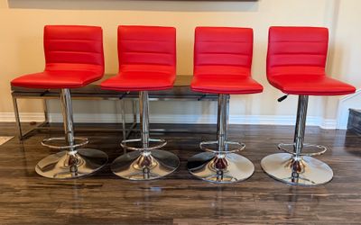 4 Modern Red Swivel Stools!