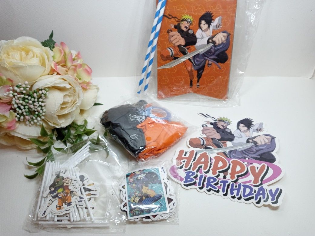 Naruto Anime Birthday Party Decoration. Naruto Cake Topper, HB Banner, Cupcake Toppers, Stickers Etc