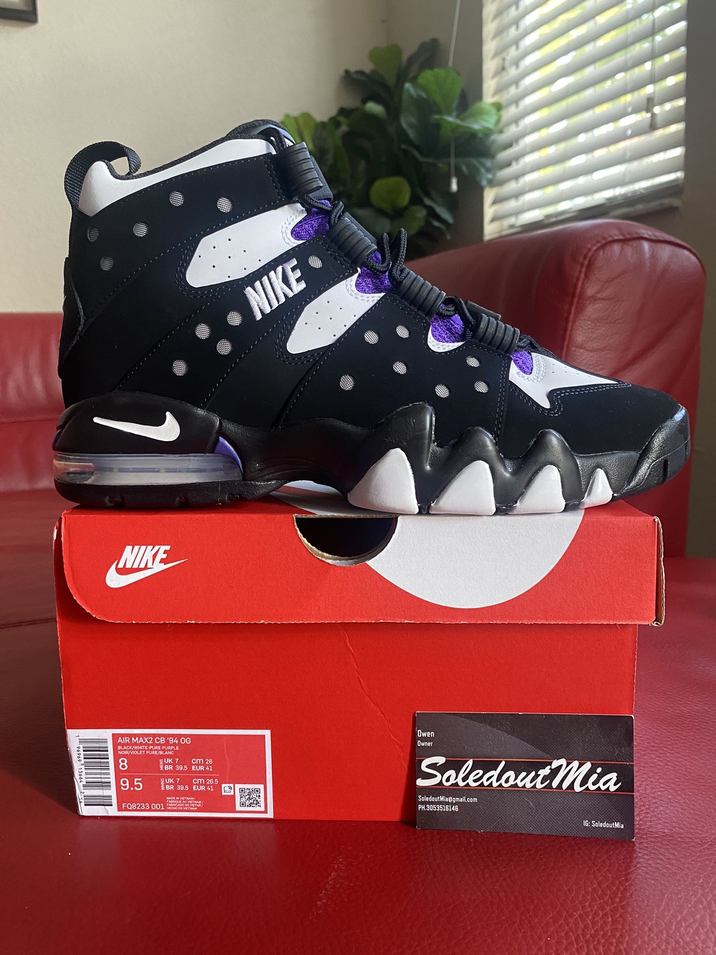 RETRO NIKE AIR MAX CB 94 OG BARKLEY SZ8 penny FOAMPOSITE Off White Jordan 11 Travis Scott 1 2 3 Bred