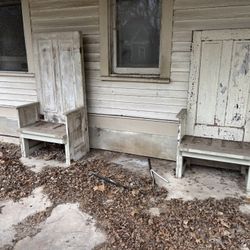 Large Chairs Made Out Of Doors, Antique Very Old. 