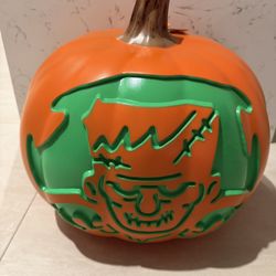 16.5" Lit Pumpkin Monster Halloween Prop Decor