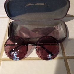 Brian Atwood Crystal Edge Sunglasses. Purple Tinted Lens With Deep Burgundy Crystals 