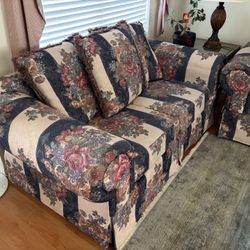 Sofa, Love Seat, Two End Glass Table And Coffee Table