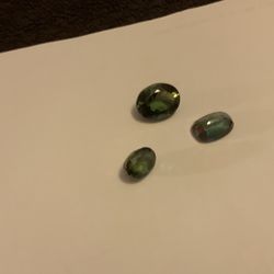 Lot-of-Three Beautiful Rare Hiddenite Green Gem Stones.
