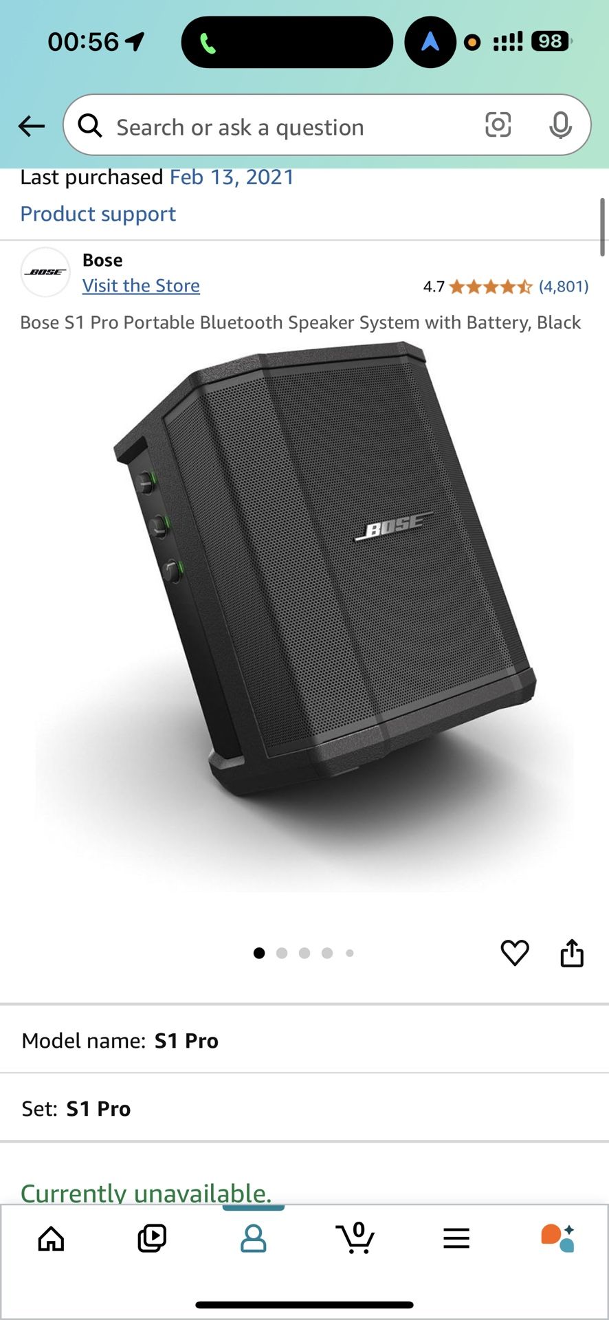 Bose S1 Pro Portable Bluetooth Speaker System with Battery, Black