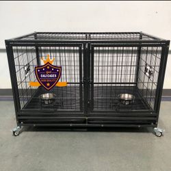 Dog Cage Kennel Size 43” With Divider And Feeding Bowls New In Box 📦 