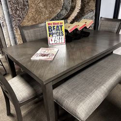 Atunnign Gray Dining Table Set! $599 🩶📦